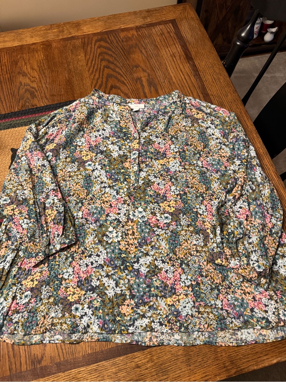 J. Jill Floral Print Blouse in Green, Pink, Yellow